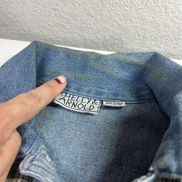 Vintage Denim Vest Quilted Patchwork Cottagecore Boho Western Festival Womens M - Picture 4 of 8